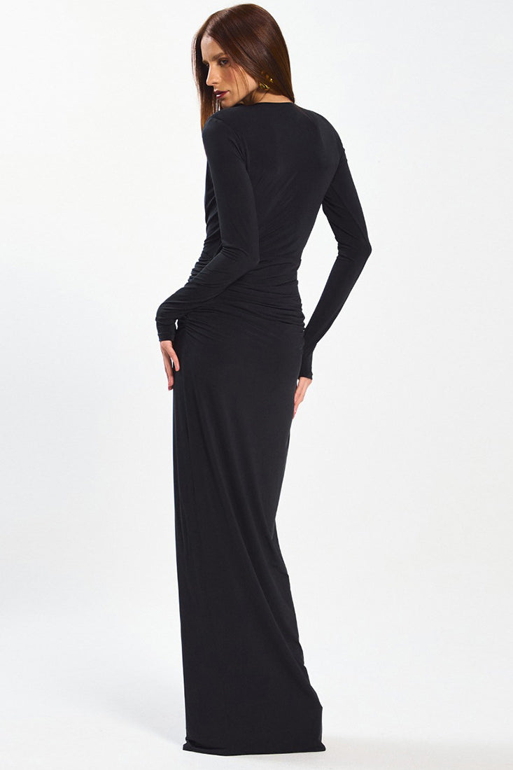 Enchanting Split Evening langry Fashion Maxi Dress in Black