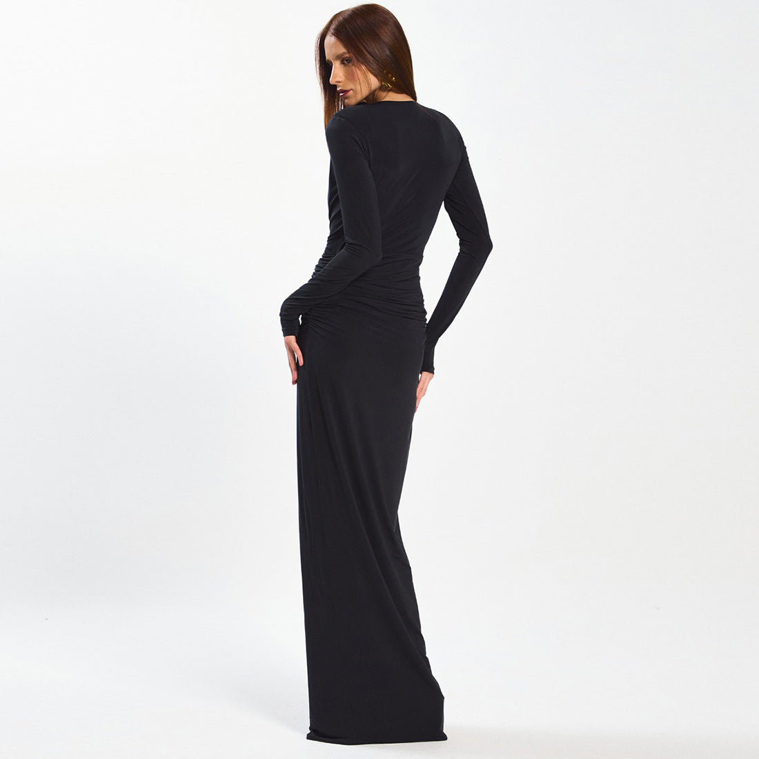 Enchanting Split Evening langry Fashion Maxi Dress in Black