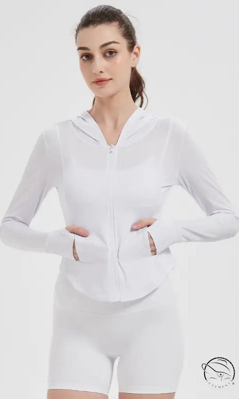 Sports Jacket Women High Elastic Hooded Quick Drying Top Violently Sweat Running Training Yoga Clothes Coat