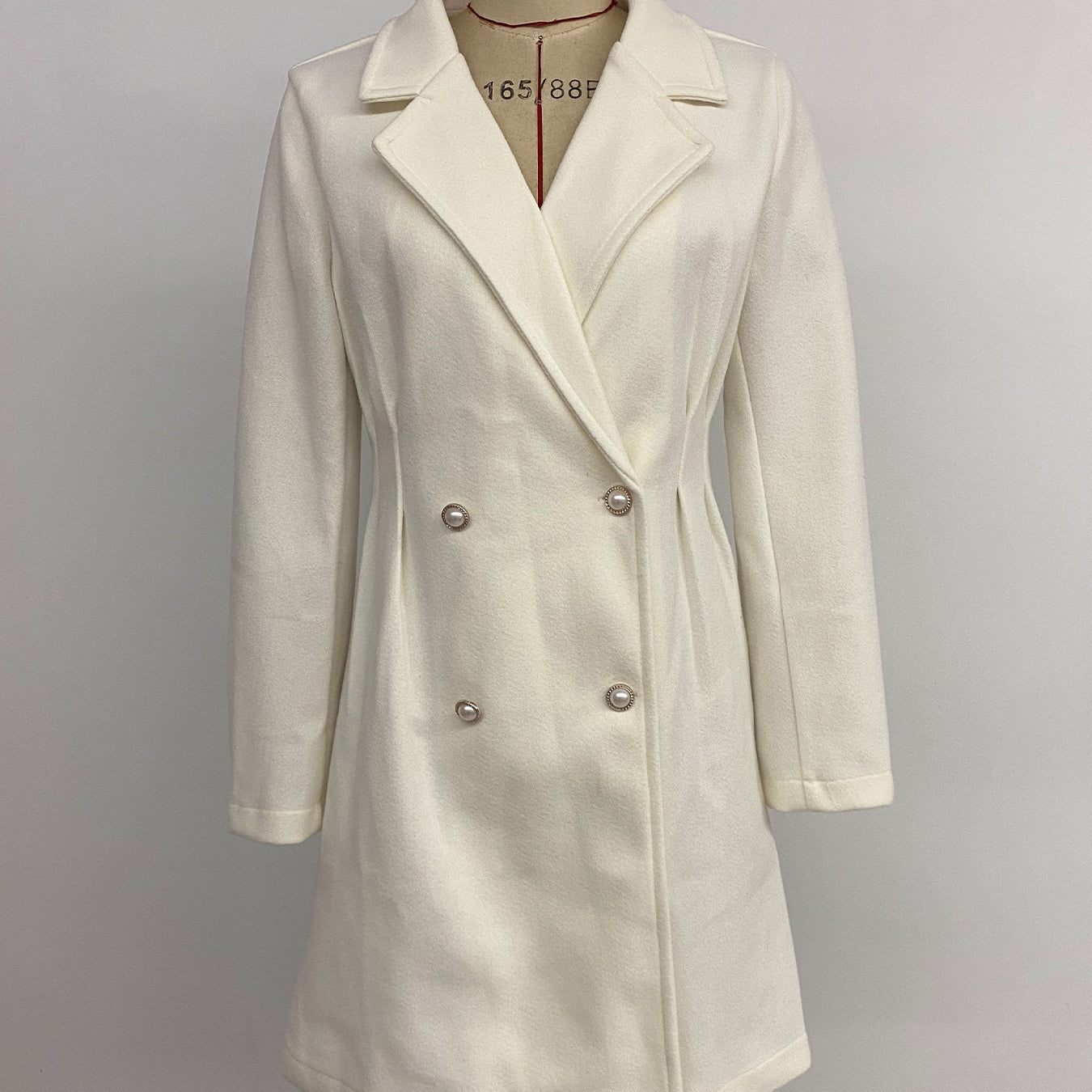 Elegant Pearl Fastener Decoration Wool Coat