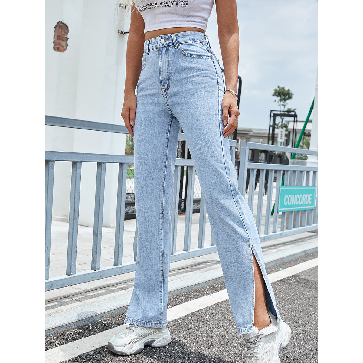 Fashionable Denim Trousers Wide Leg Straight Loose