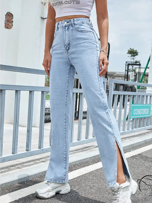 Fashionable Denim Trousers Wide Leg Straight Loose