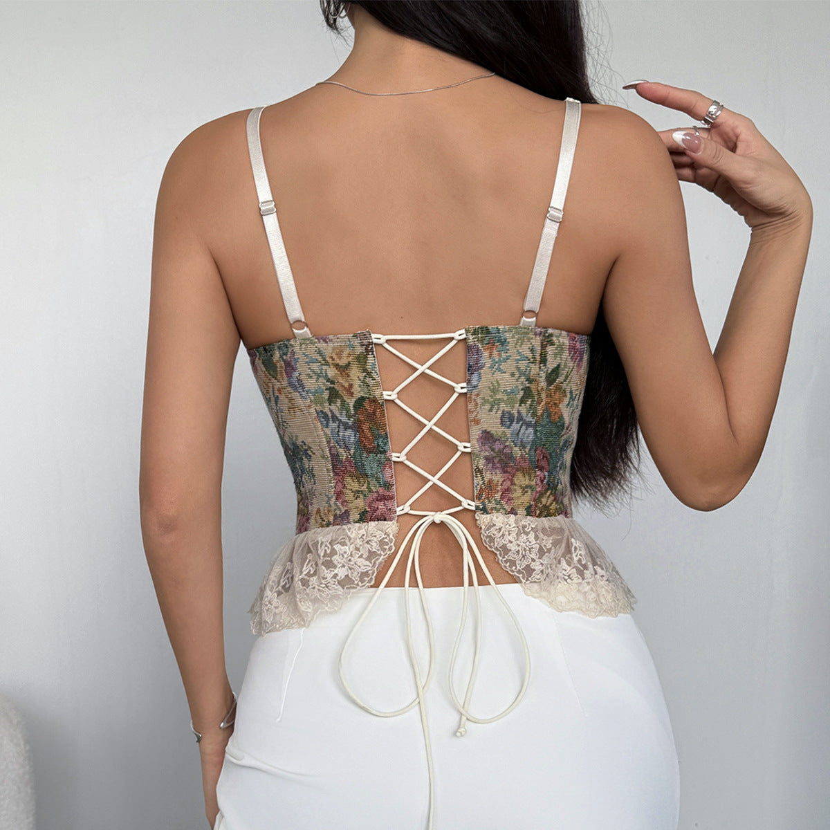 Retro Jacquard Stitching Lace Small Boning Corset