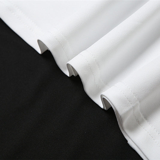Wrinkled white fabric close-up for Summer Backless Slit Stitching Strap Irregular Dress Women, fashionable ملابس