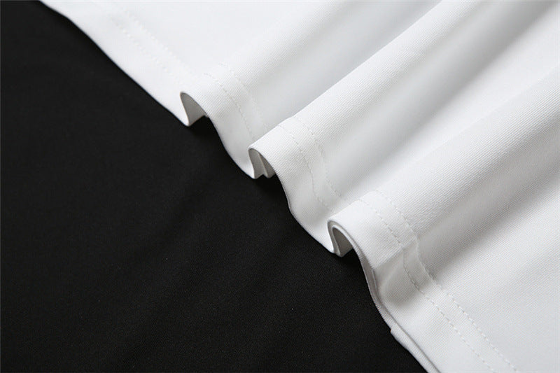 Wrinkled white fabric close-up for Summer Backless Slit Stitching Strap Irregular Dress Women, fashionable ملابس