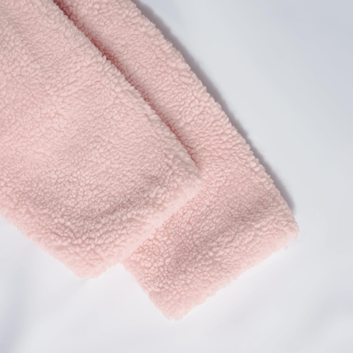 Pink sherpa fabric for luxurious Fur Collared Plush Long Coat in trendy fashion style