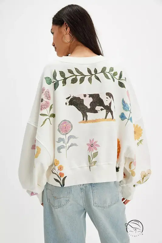 Winter Printing Loose Casual Top All Matching Hoodie