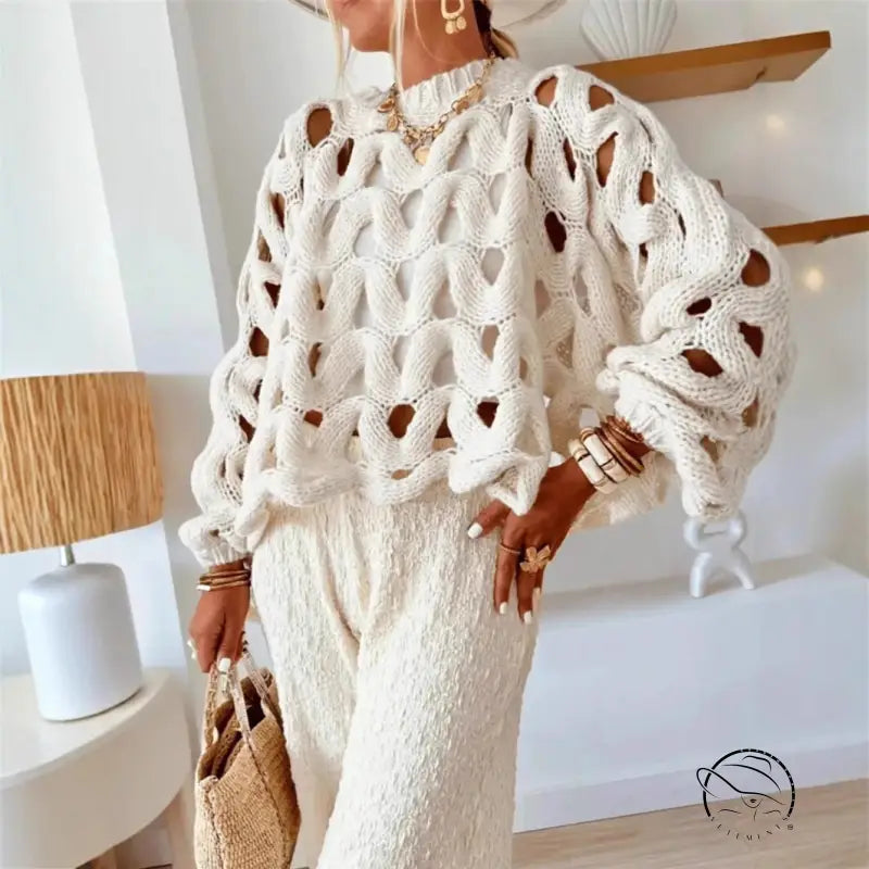 Casual Vacation Hook Floral Sweater Pullover