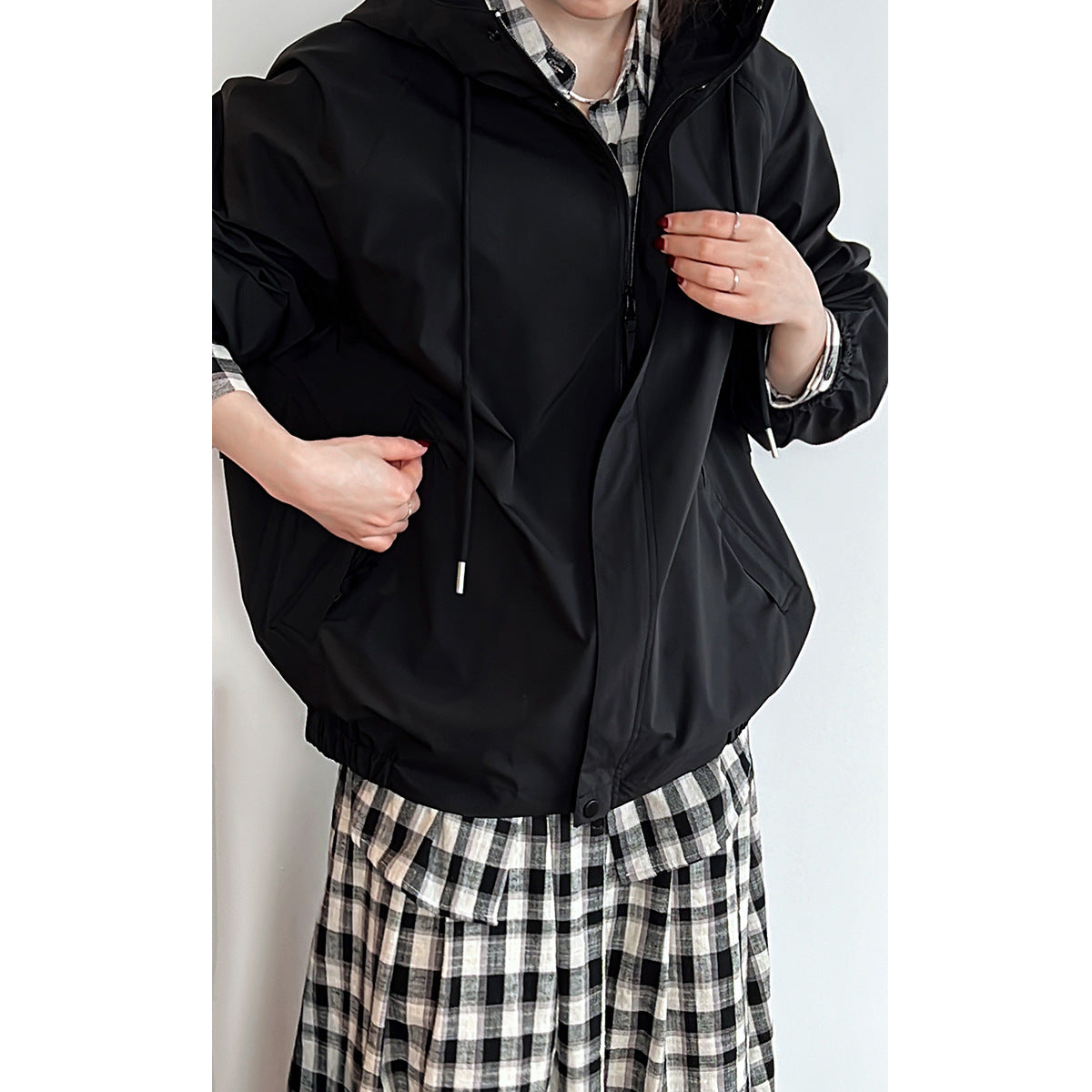 Black hooded jacket from Super Elegant Hooded Jacket, perfect for langry fashion and ملابس