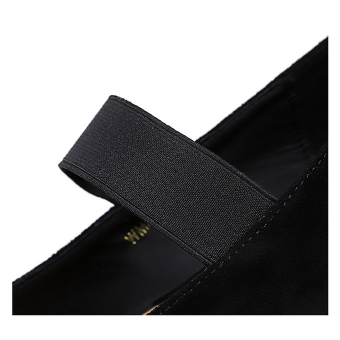 Elegant black Mary Jane langry fashion shoe with elastic strap
