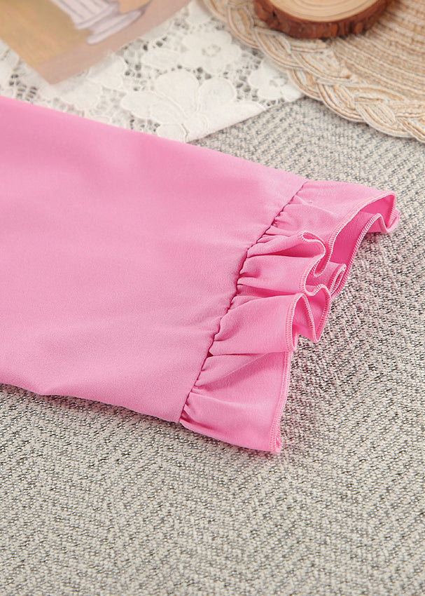 Pink ruffled sleeve in langry fashion pajamas cardigan