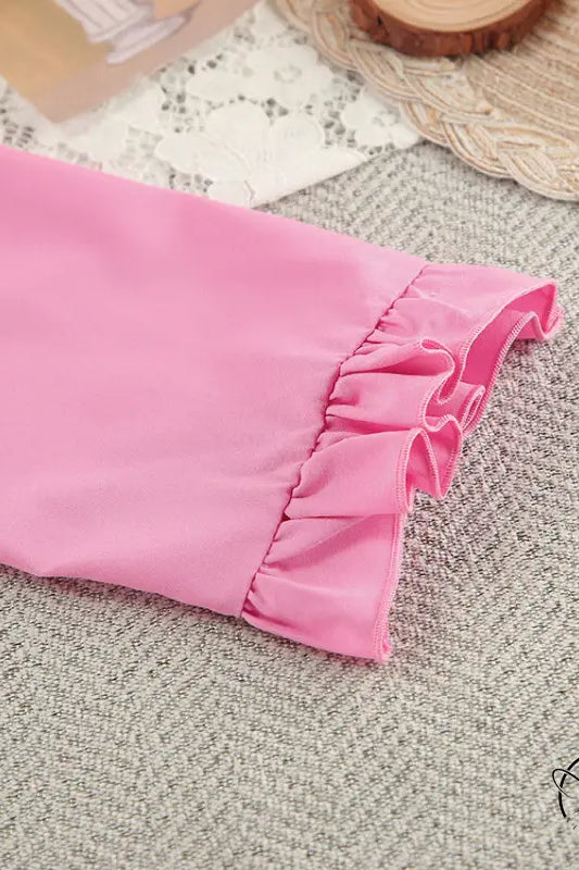 Pink ruffled sleeve in langry fashion cardigan pajamas ملابس