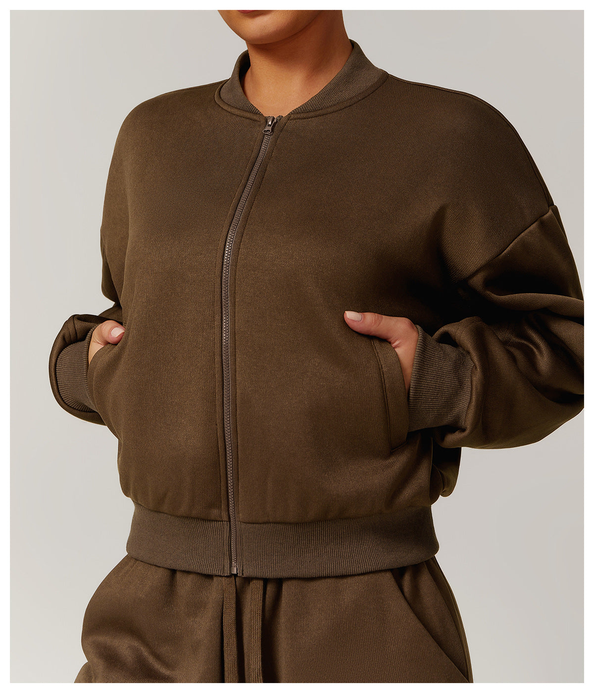 Olive green bomber jacket from Outdoor Warm Sports Sweater Coat collection, perfect fashion ملابس