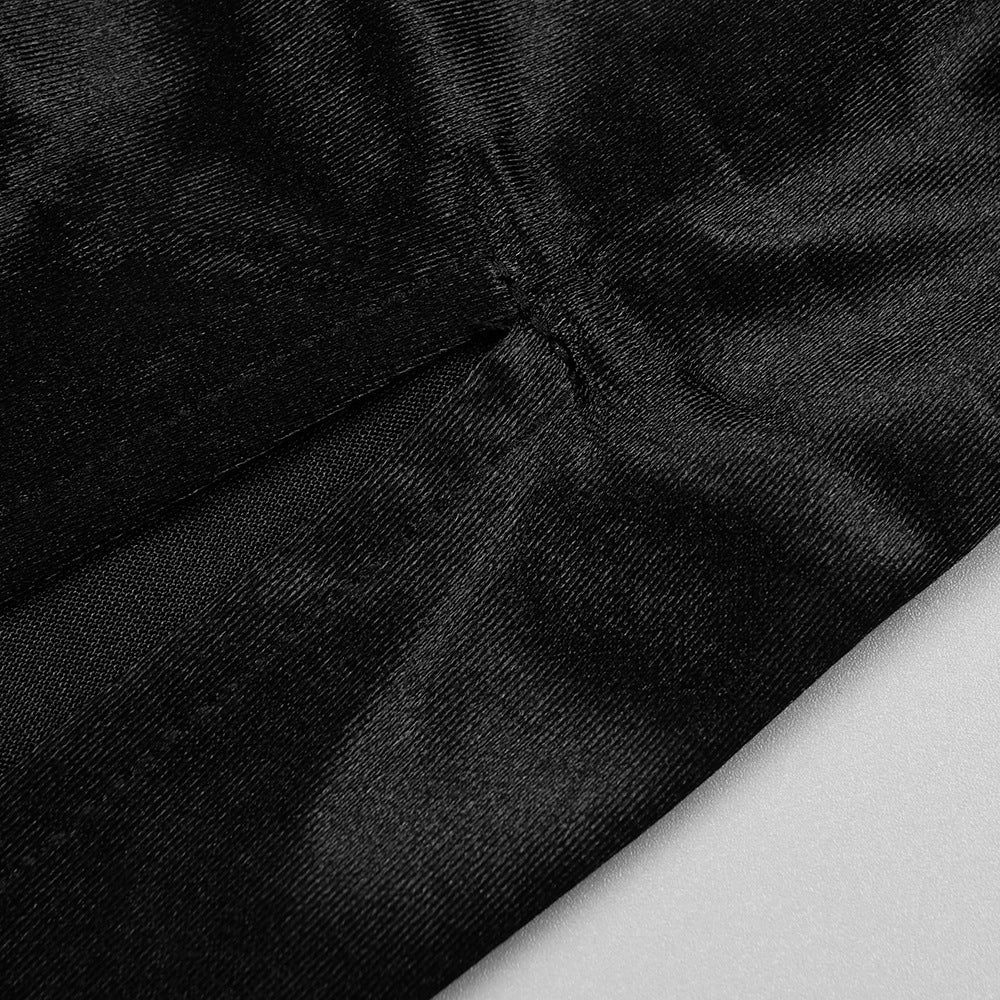 Black fabric seam detail on elegant Women Clothing Halter Silk Satin Dress, fashionable ملابس