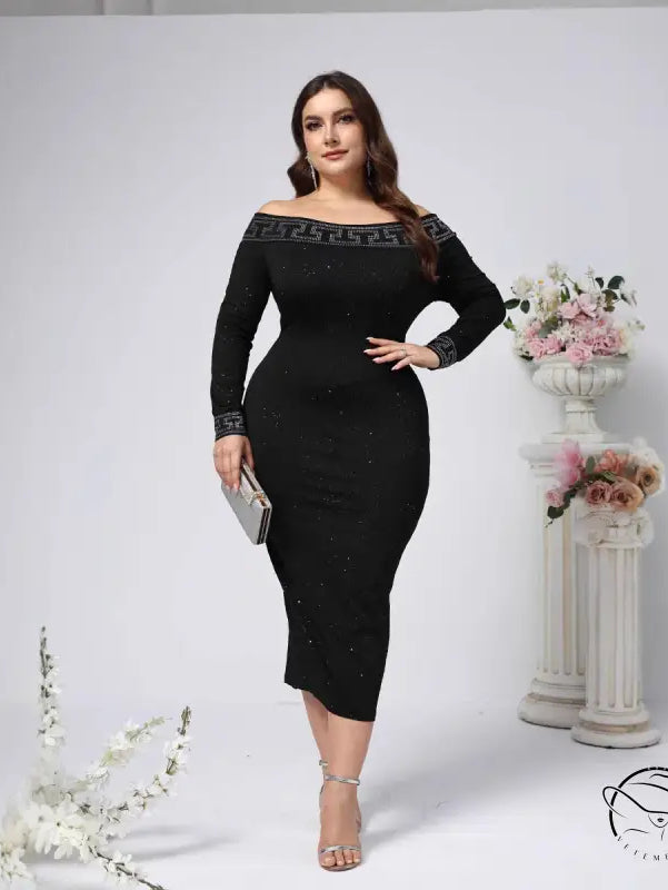 Elegant Sheath Pencil Long Sleeve Maxi Dress