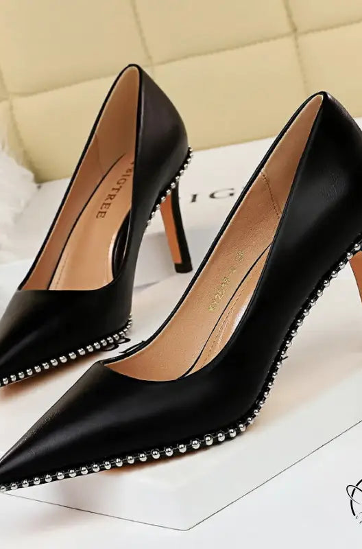 Black studded stiletto heels in Party Thinner High Heels
