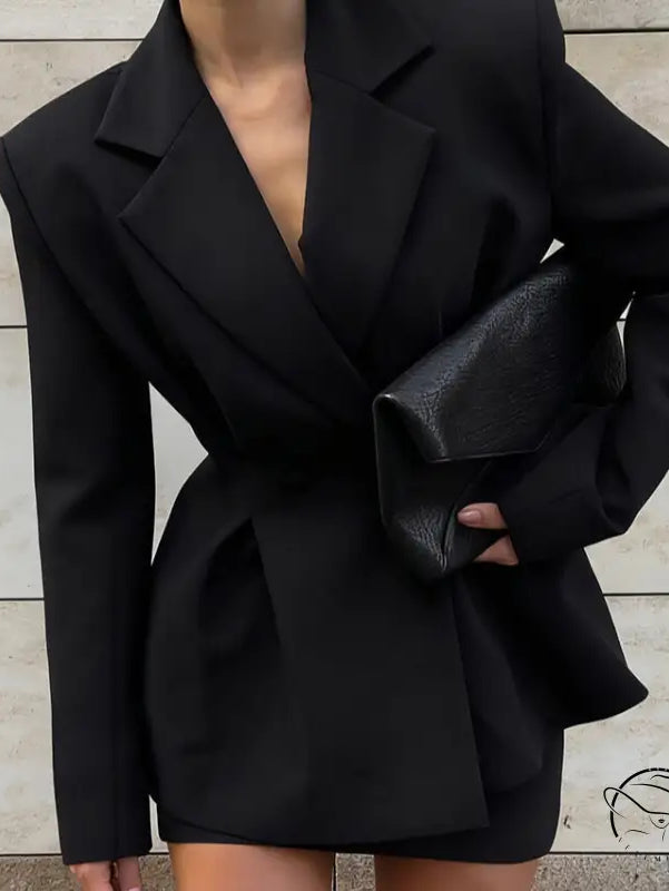 Black belted blazer in Langry fashion ملابس set