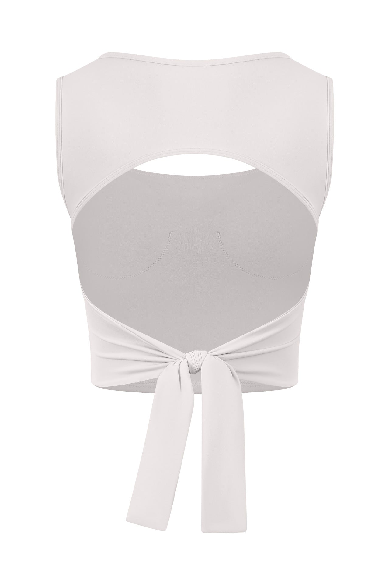 White sleeveless adjustable shockproof outdoor running bra with back bow