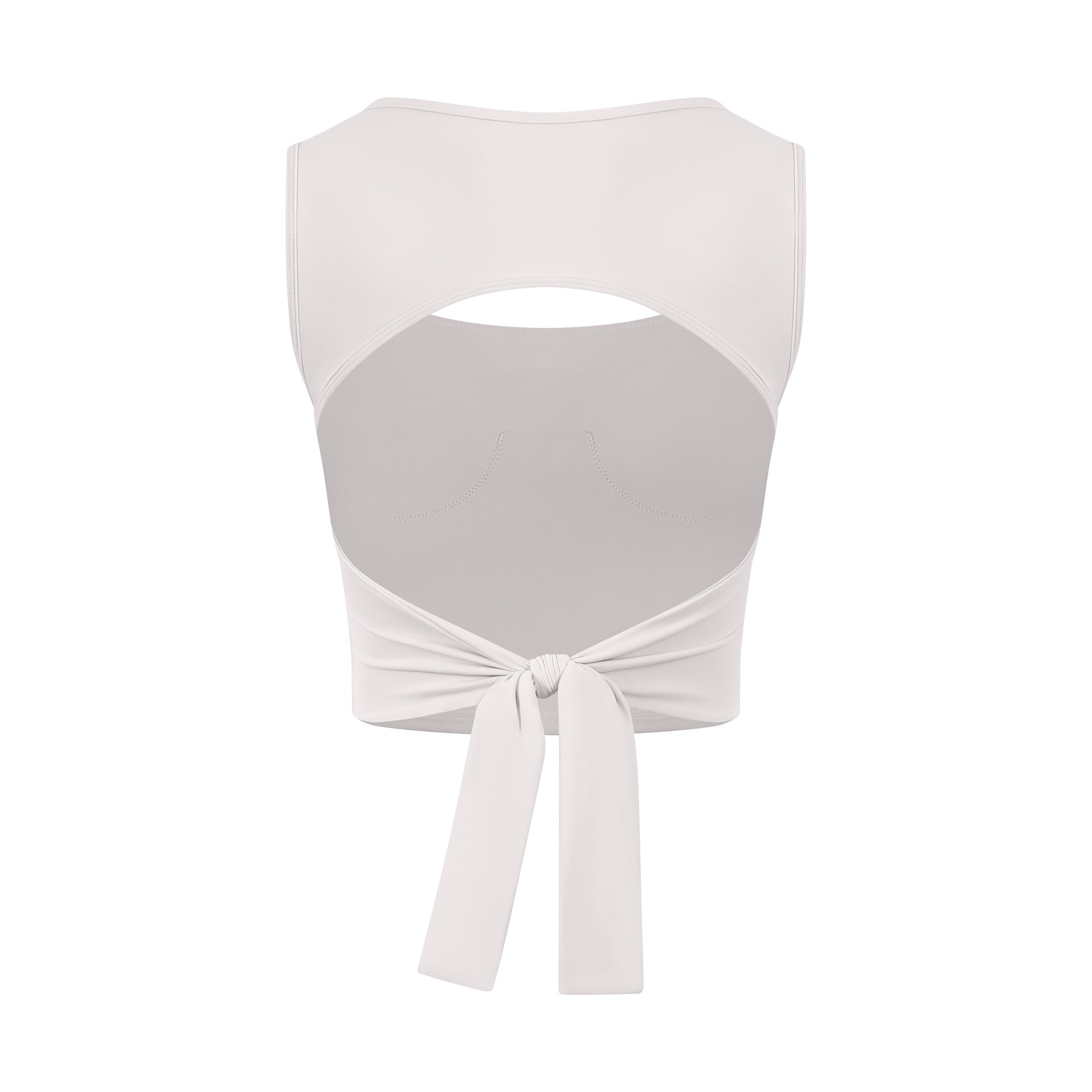 White sleeveless adjustable shockproof outdoor running bra with back bow