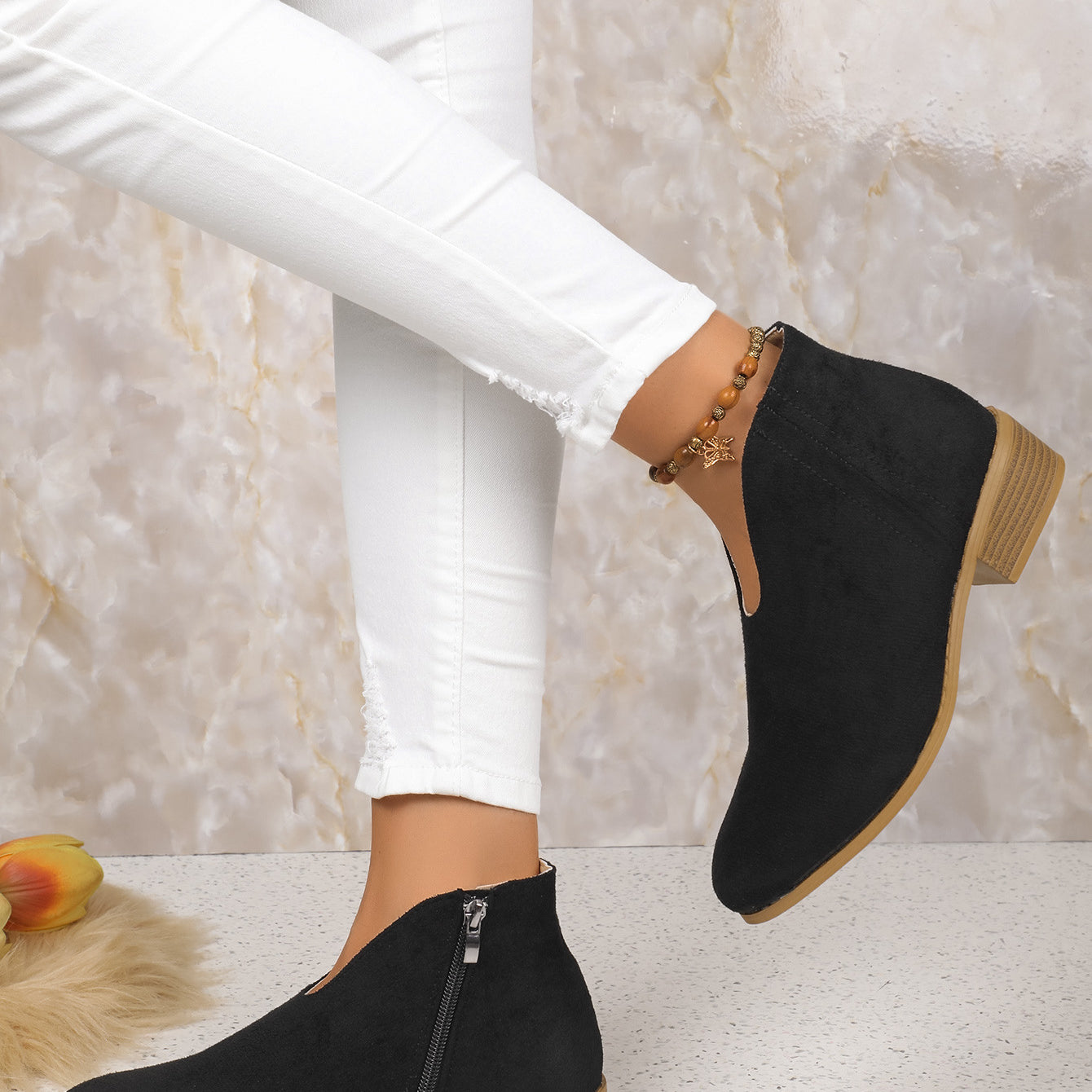 Black suede ankle boots from Winter Cute Boot showcasing discover free shipping offer