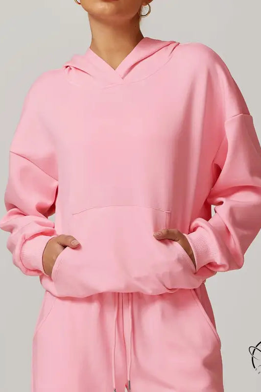 Pink Langry hooded sweatshirt in casual fashionable loose coat