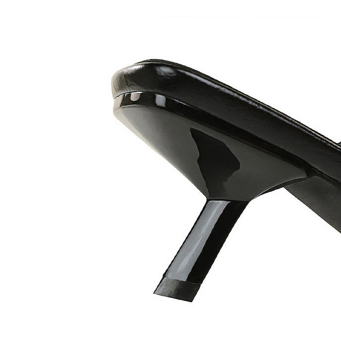 Langry fashion black patent leather pointed toe stiletto sandal