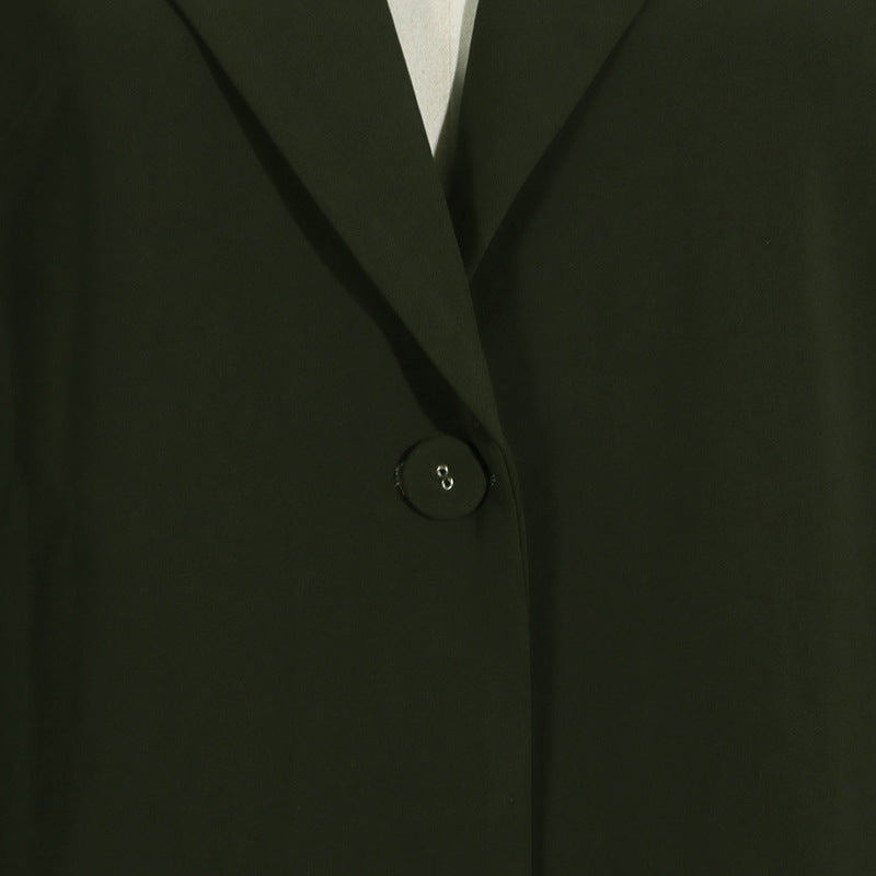 Dark green blazer with button from Casual Office Summer long sleeve pants set