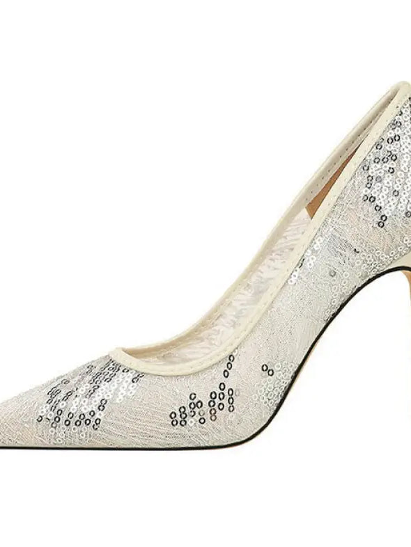 Shallow Mouth Sequin Fashionable Elegant High Heel