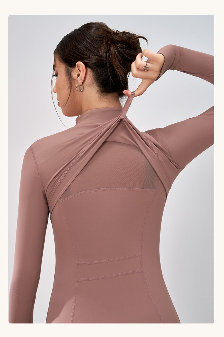 Winter Zipped Stand Collar Slim Fit Sports Outdoor Long Sleeve Yoga