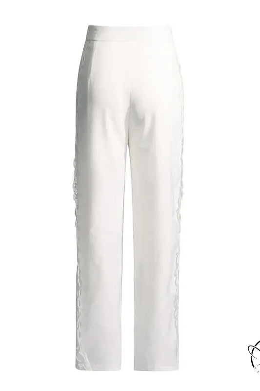 White wide-leg pants in French artistic palace embroidery jumpsuit