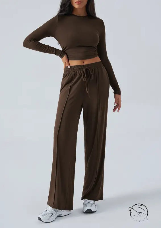 Winter Waist Tight Wide Leg Casual Pants