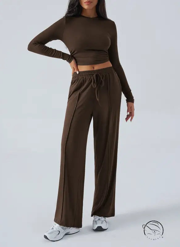 Winter Waist Tight Wide Leg Casual Pants