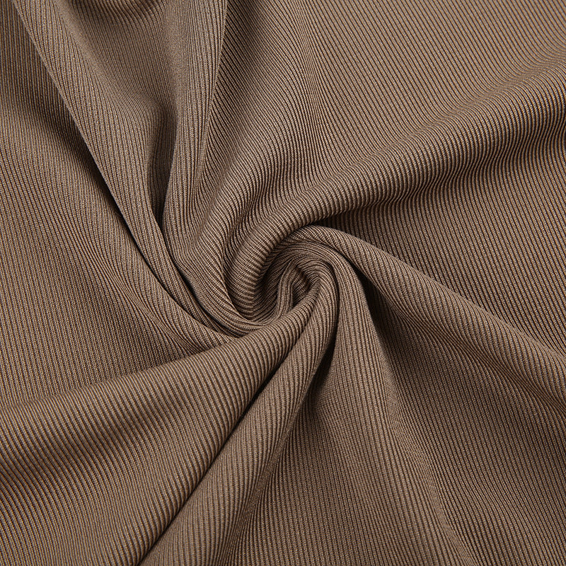 Brown ribbed fabric for trendy Low-Langry Fashion ملابس in the Tight Short Yoga Two Piece Set