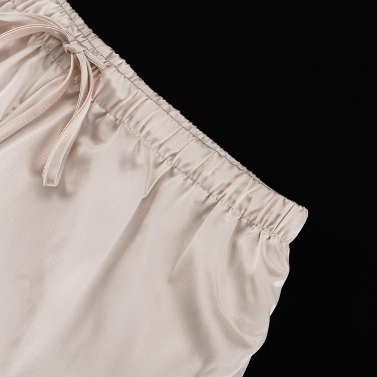 Stitching Bell Sleeve Polo Collar Top Loose Trousers Two Piece Sets