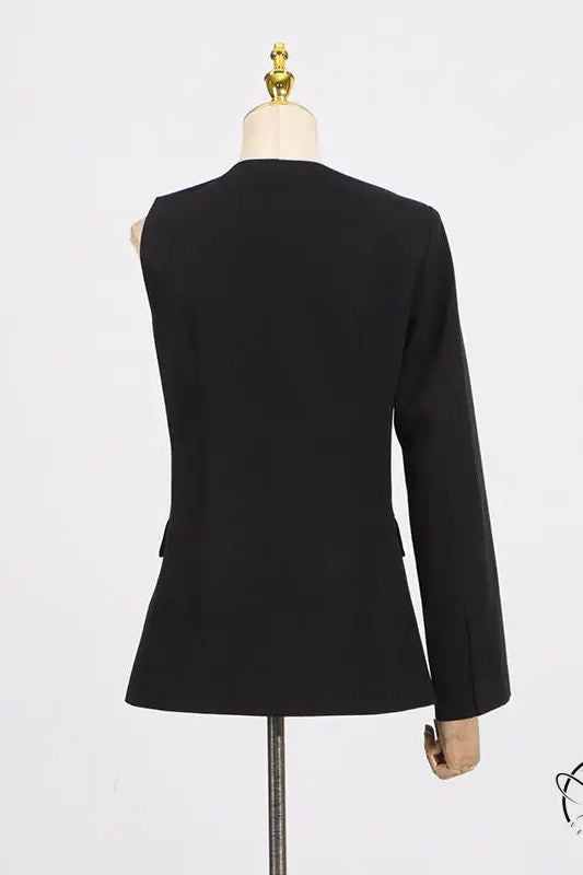 Black asymmetrical blazer in gorgeous wide leg pants two piece set