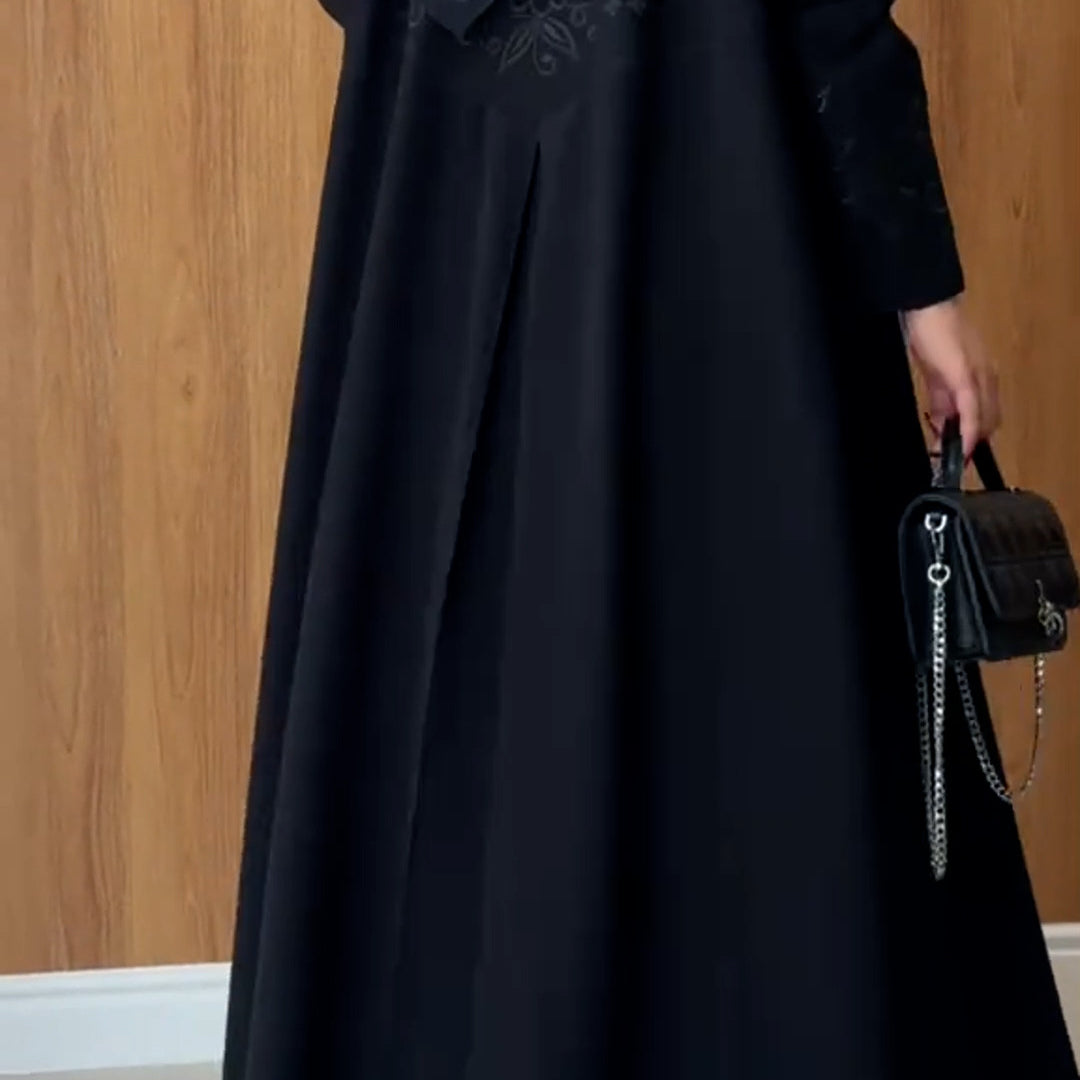 Graceful Embroidery Mid Length Robe Trench Coat