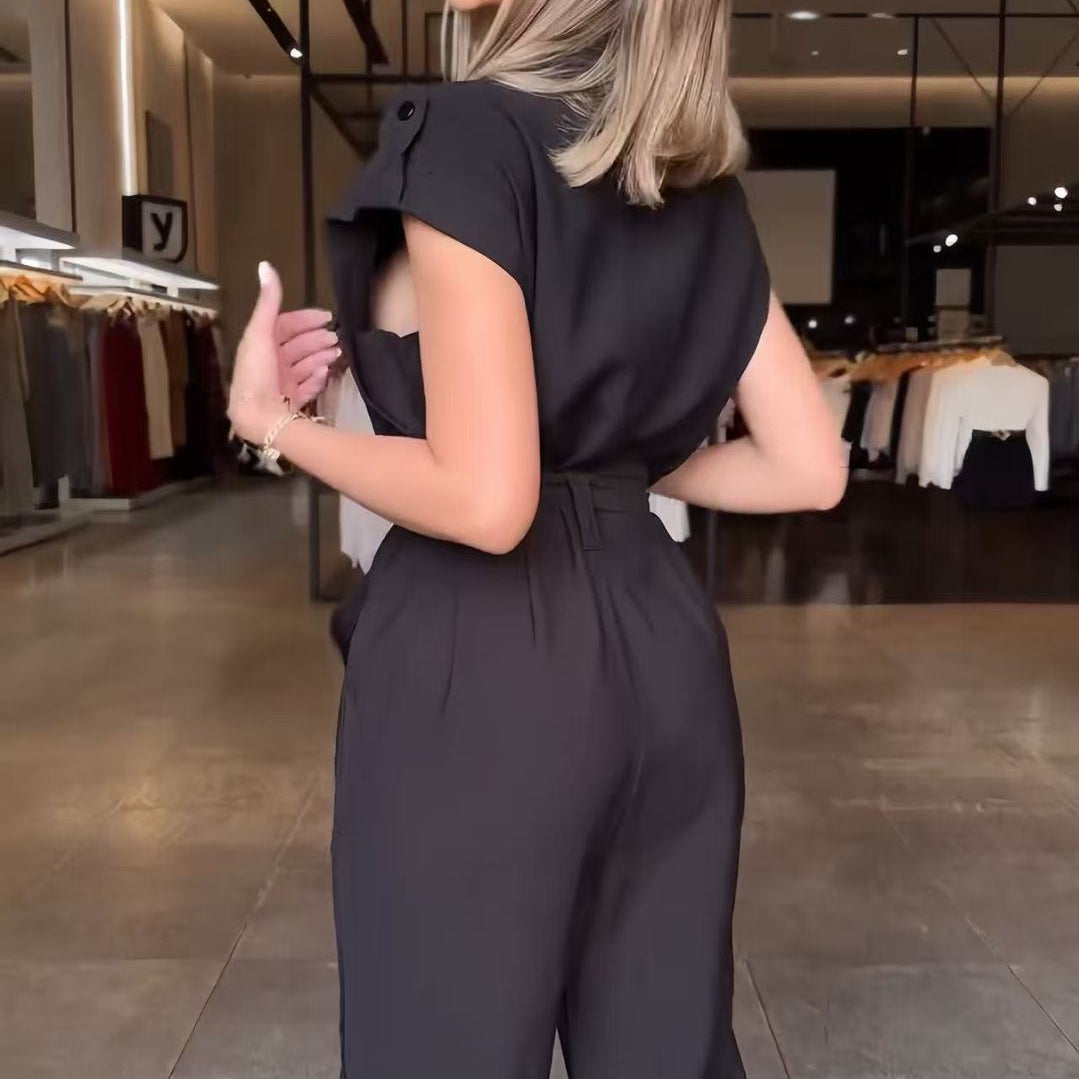 High Waist Long Leg Sleeveless Tooling Jumpsuit