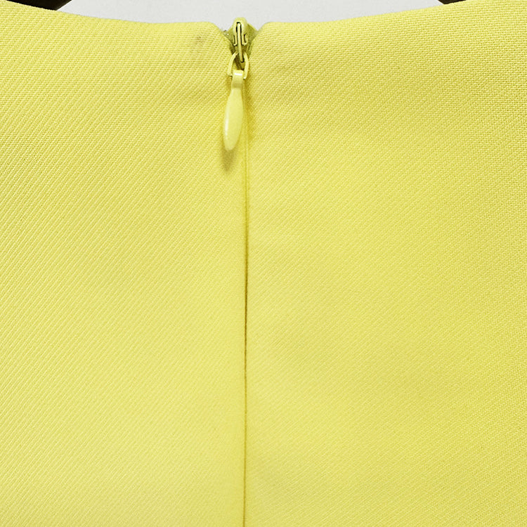 Stylish Yellow Dress with Zipper from the Diamond Embedded Mid Length Dress collection