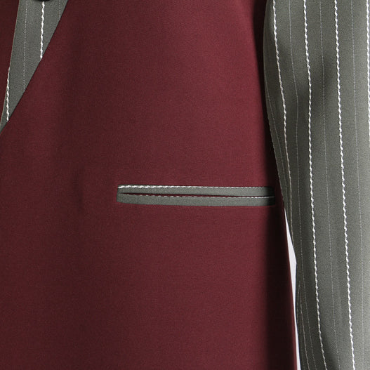 Cozy Red Striped Long Trench Coat