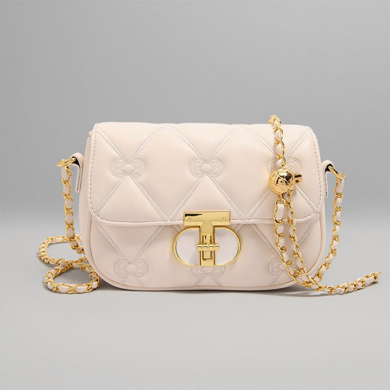 Classic Rhombus Embroidered Line Shoulder Bag