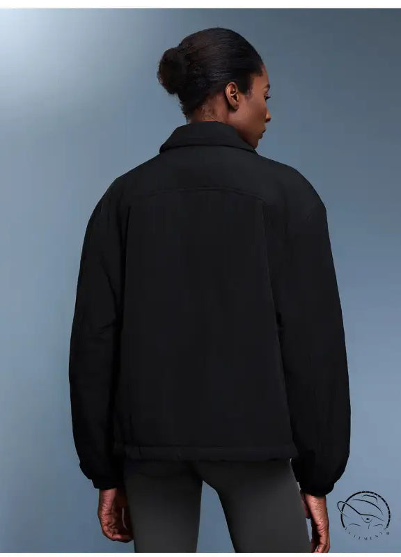 Langry fashion black bomber jacket with high collar and elastic cuffs