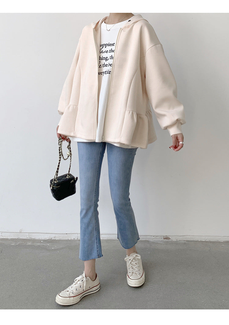 Woman’s casual outfit featuring Letian Ruffled Hooded Jacket from Vetements winter collection