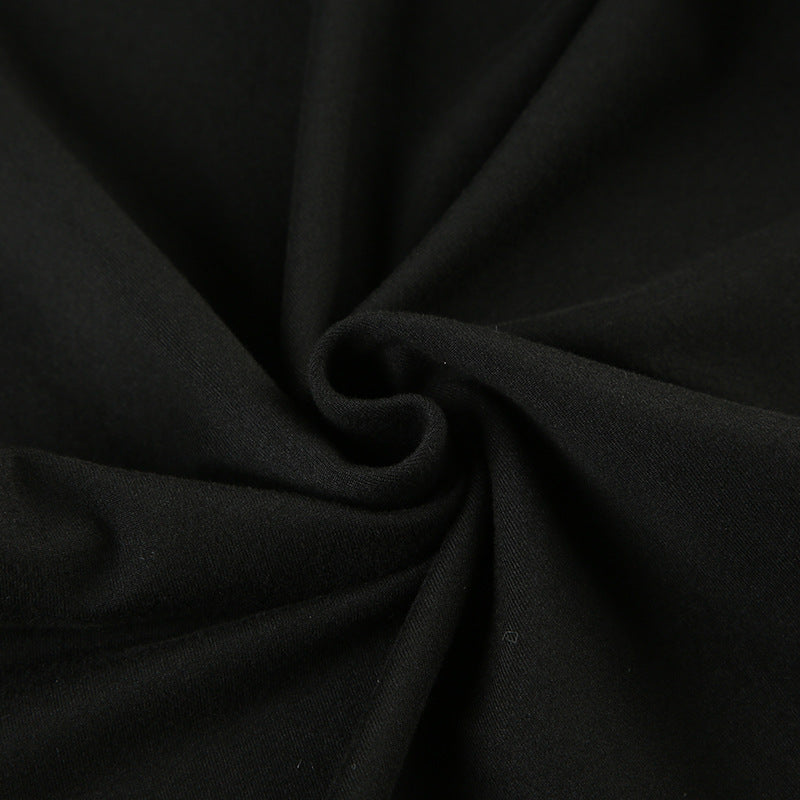 Swirled black fabric texture from Elegant Fur Collar Stitching Black Top for fashion enthusiasts