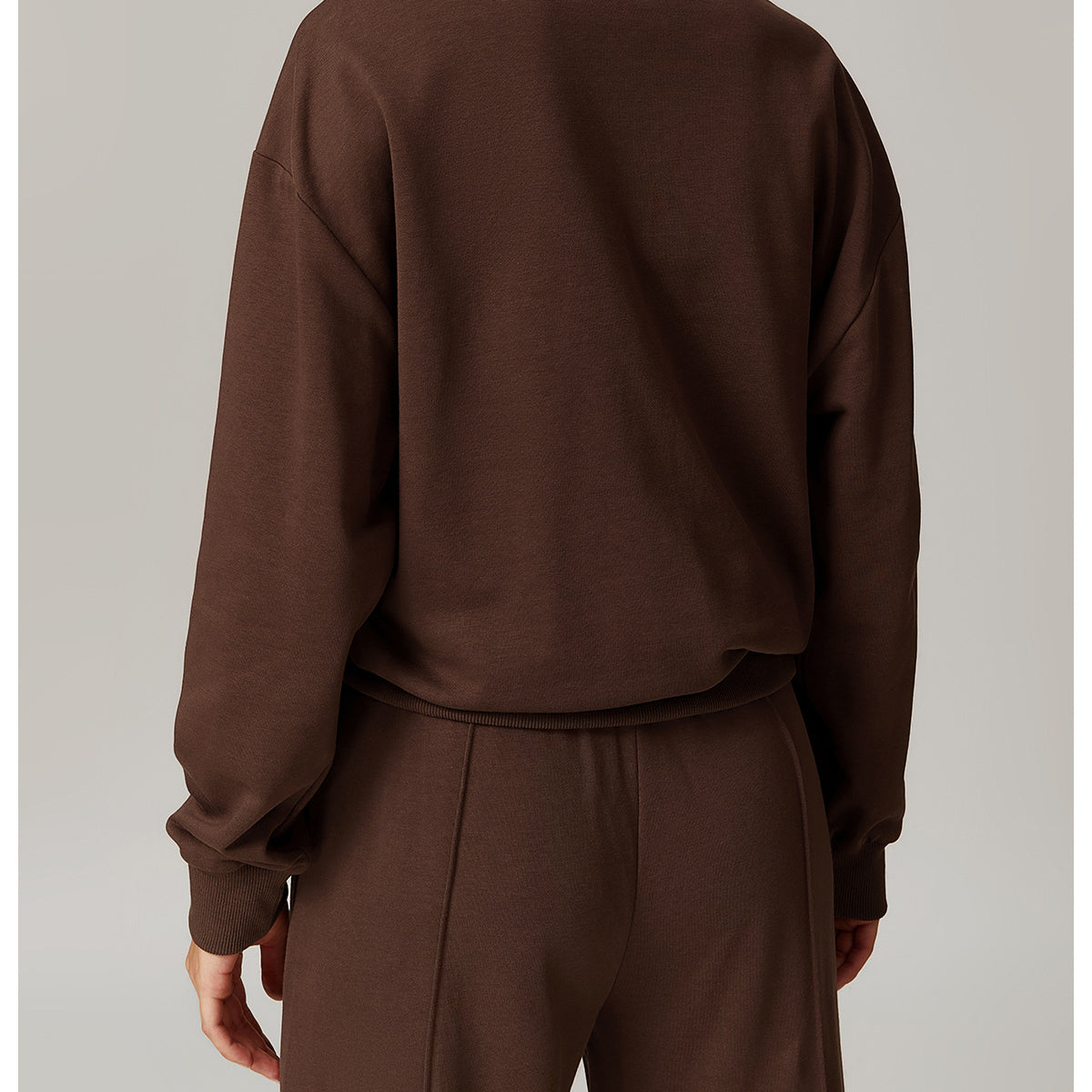 Brown Loose Round Neck Sports Sweater and pants set for trendy fashion ملابس