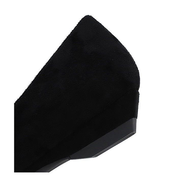 Langry fashion black wedge heel shoe with textured upper and smooth sole