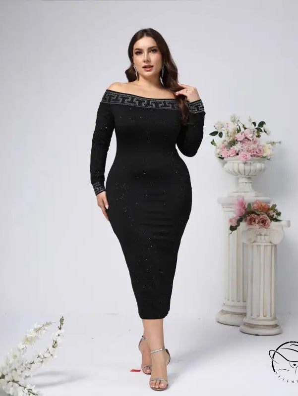 Elegant Sheath Pencil Long Sleeve Maxi Dress