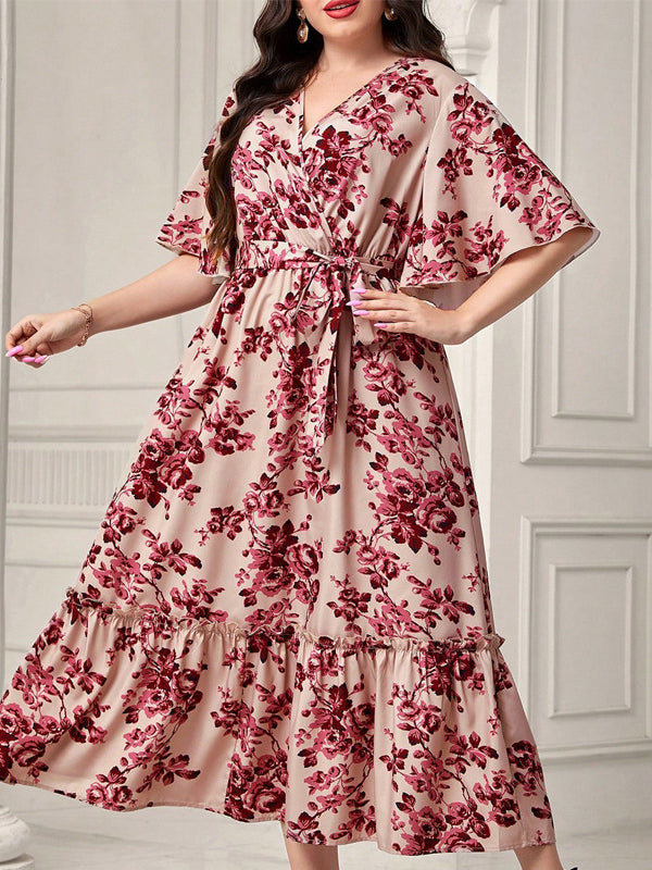 Elegant floral print midi dress from Summer Elegant Dress collection, perfect for fashion lovers and ملابس enthusiasts