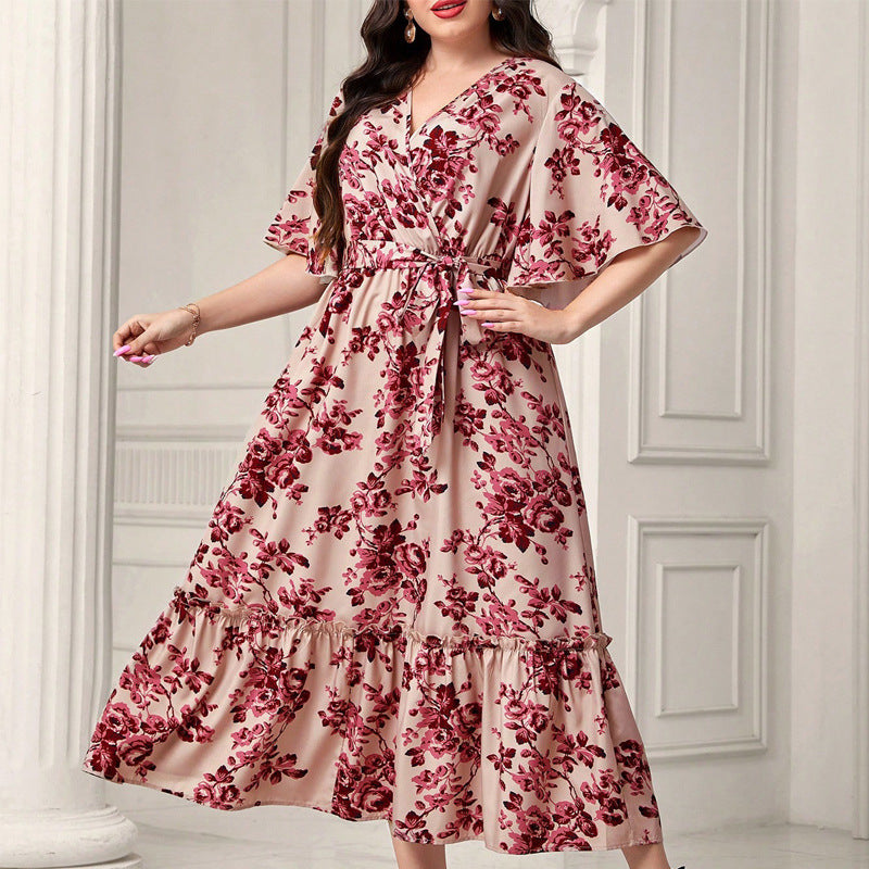 Elegant floral print midi dress from Summer Elegant Dress collection, perfect for fashion lovers and ملابس enthusiasts
