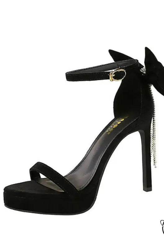 Cocktail Open Toe Platform Rhinestone Back Bowknot High Heel