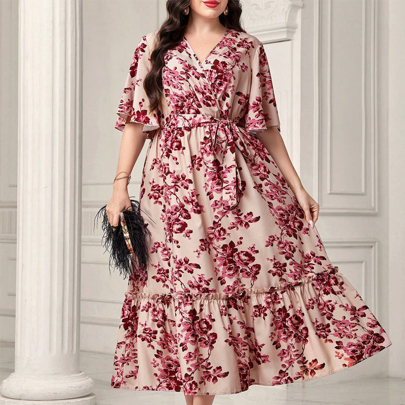 Elegant floral print midi dress from Summer Elegant Dress, perfect for stylish ملابس and summer fashion